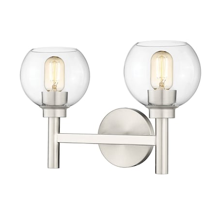 Z-Lite Sutton Vanity, 2-Light, 15.75 In.W x 7 In.L x 10.25 In.H, Brushed Nickel/Clear 7502-2V-BN